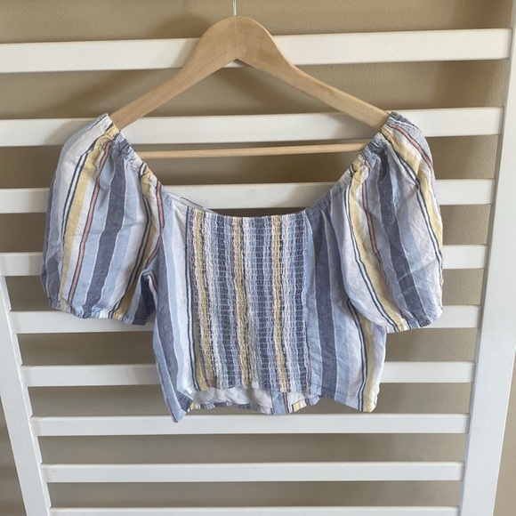 Abercrombie & Fitch Striped Puff Sleeve Button Down Size XS - Picture 3 of 12